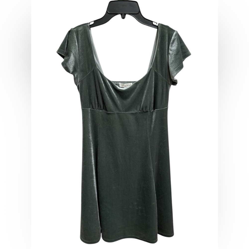 Rewind Dress Green Burnout Velour Velvet Empire Waist Mini Y2K Size L